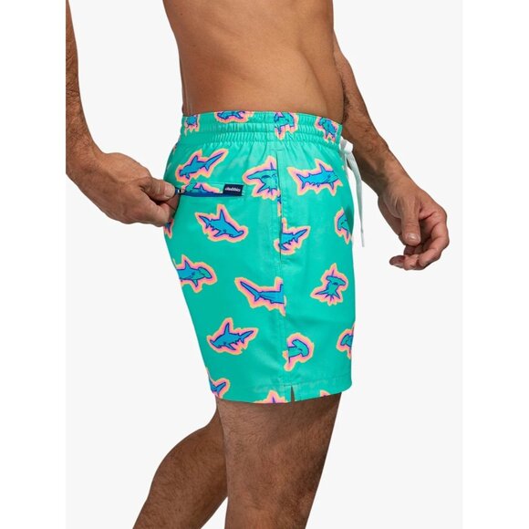 Chubbies Swim Trunks Mens XL Teal Shark Apex Classic Swim Shorts Stretch 5.5" - Picture 3 of 12